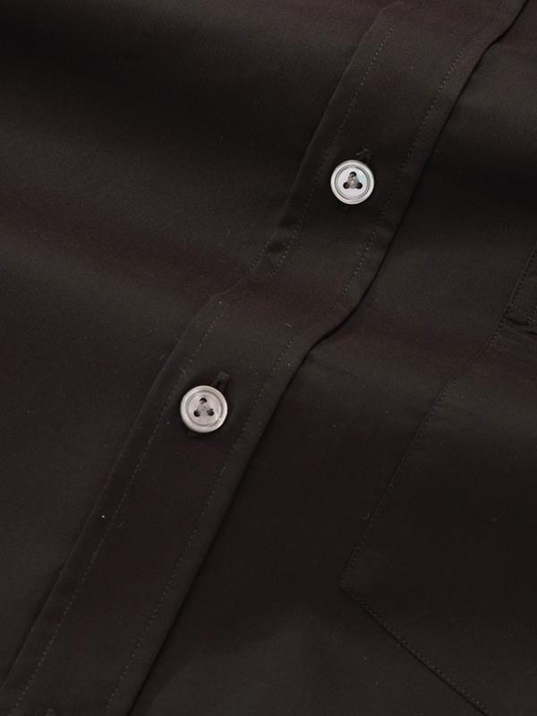 Fine Twill Black Solid Full Sleeve Single Cuff Tailored Fit Semi Formal Dark Super Fine Cotton Shirt