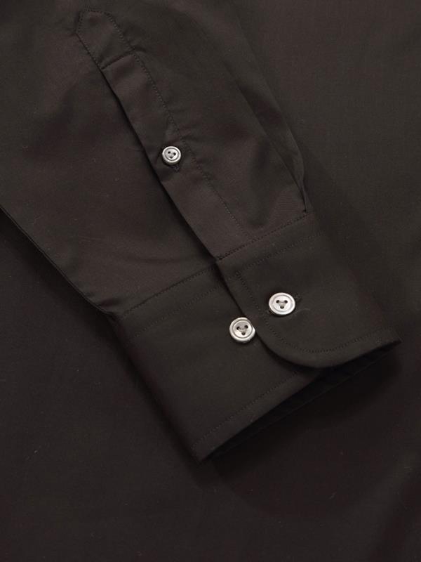 Fine Twill Black Solid Full Sleeve Single Cuff Tailored Fit Semi Formal Dark Super Fine Cotton Shirt