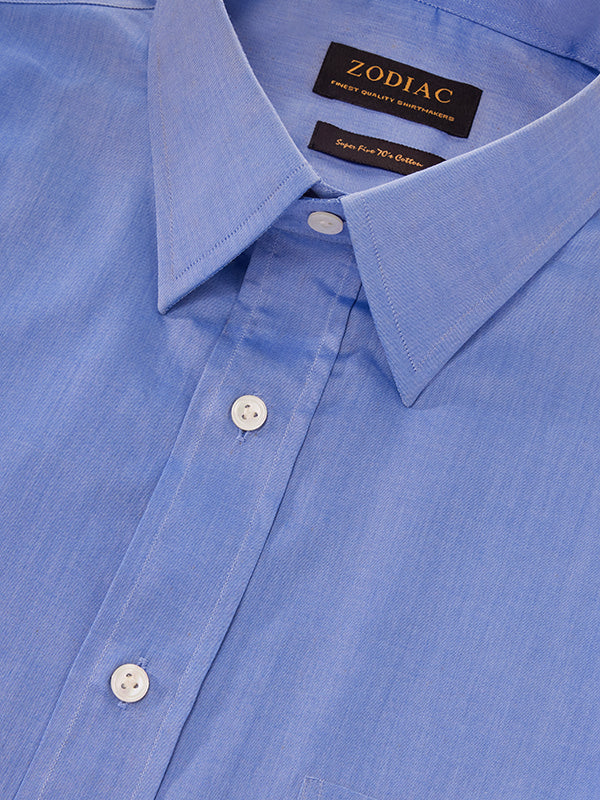 Fine Twill Blue Solid Full Sleeve Single Cuff Classic Fit Semi Formal Super Fine Cotton Shirt
