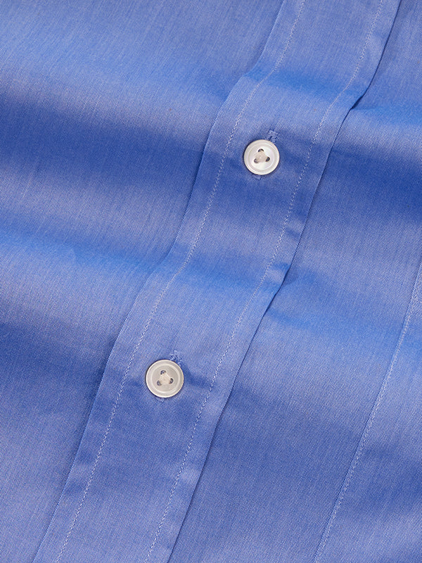 Fine Twill Blue Solid Full Sleeve Single Cuff Classic Fit Semi Formal Super Fine Cotton Shirt
