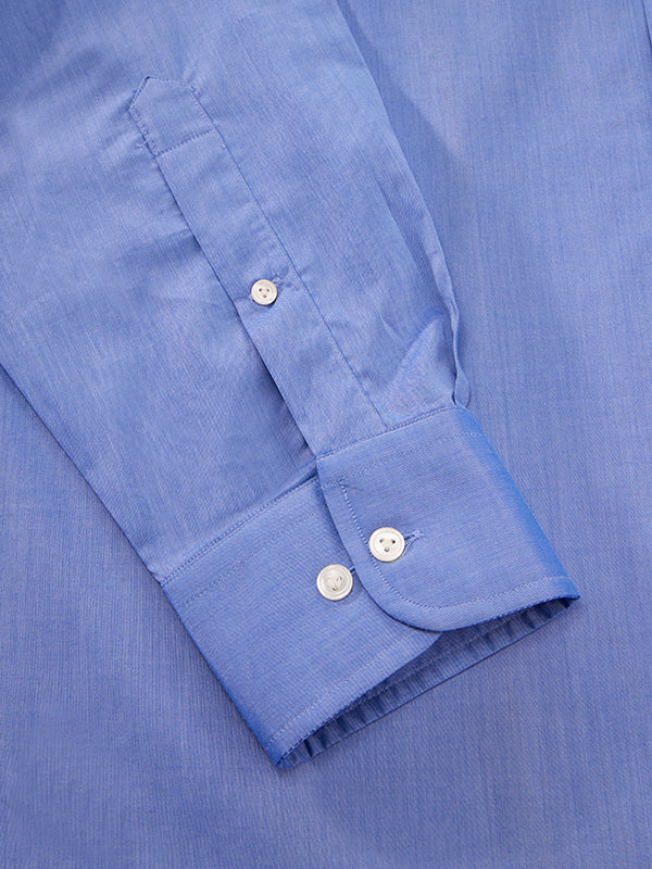 Fine Twill Blue Solid Full Sleeve Single Cuff Classic Fit Semi Formal Super Fine Cotton Shirt