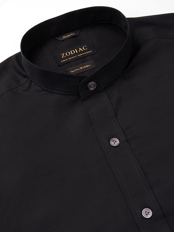 Fine Twill Black Solid Full Sleeve Single Cuff Classic Fit Semi Formal Super Fine Cotton Shirt