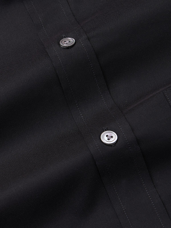 Fine Twill Black Solid Full Sleeve Single Cuff Classic Fit Semi Formal Super Fine Cotton Shirt