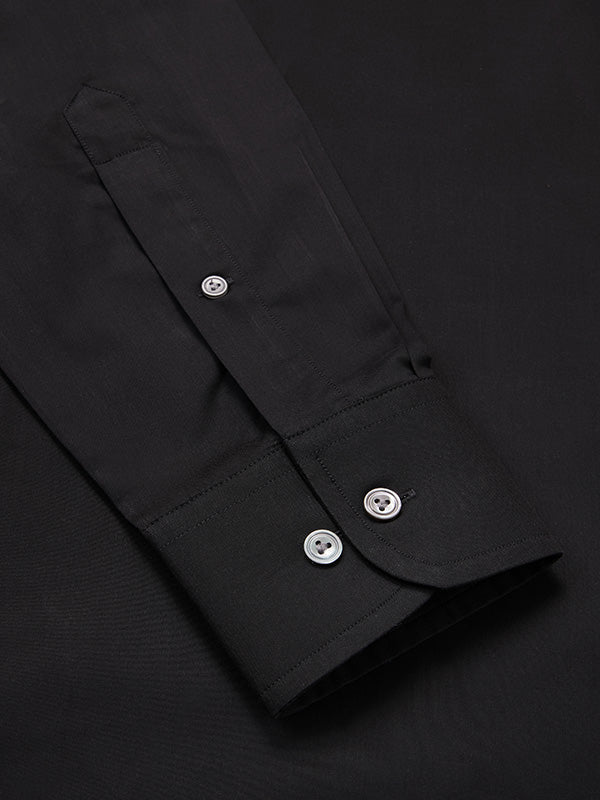 Fine Twill Black Solid Full Sleeve Single Cuff Classic Fit Semi Formal Super Fine Cotton Shirt