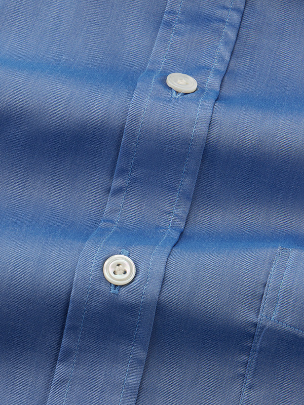 Fine Twill Blue Solid Full Sleeve Single Cuff Classic Fit Semi Formal Super Fine Cotton Shirt