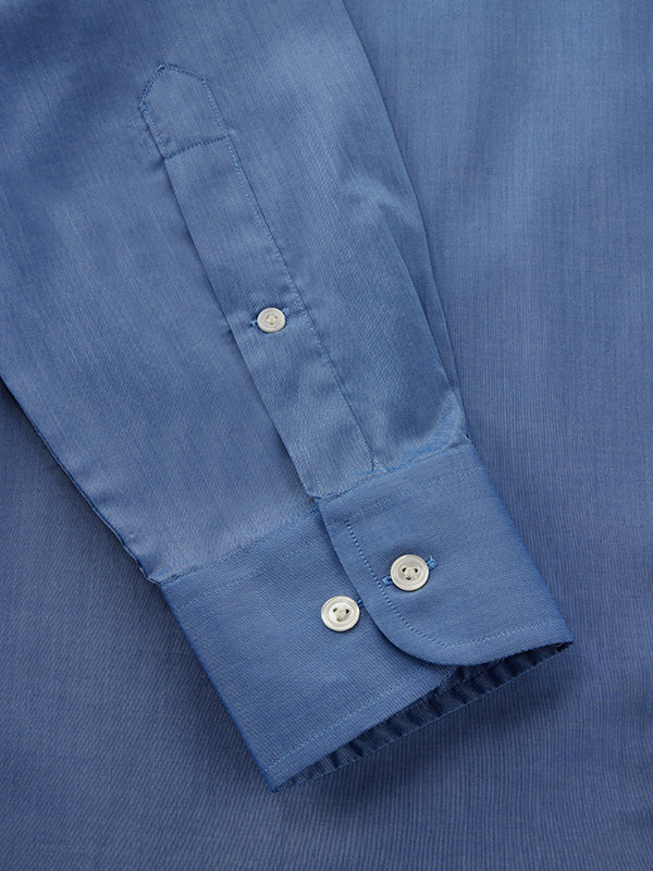 Fine Twill Blue Solid Full Sleeve Single Cuff Classic Fit Semi Formal Super Fine Cotton Shirt