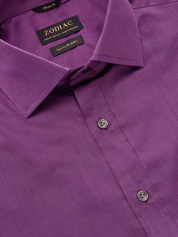 Fine Twill Aubergine Solid Full Sleeve Single Cuff Classic Fit Semi Formal Super Fine Cotton Shirt