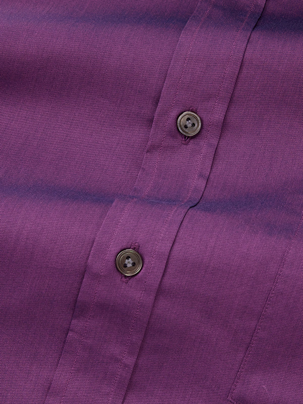 Fine Twill Aubergine Solid Full Sleeve Single Cuff Classic Fit Semi Formal Super Fine Cotton Shirt