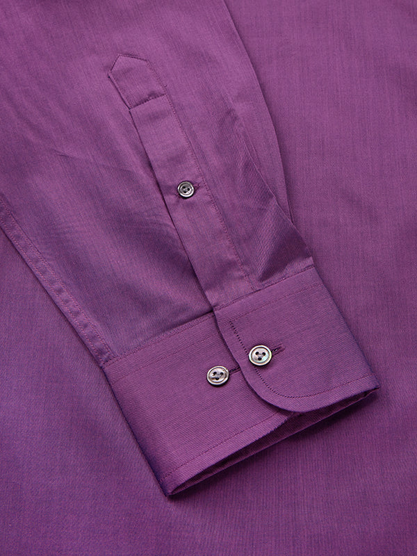 Fine Twill Aubergine Solid Full Sleeve Single Cuff Classic Fit Semi Formal Super Fine Cotton Shirt