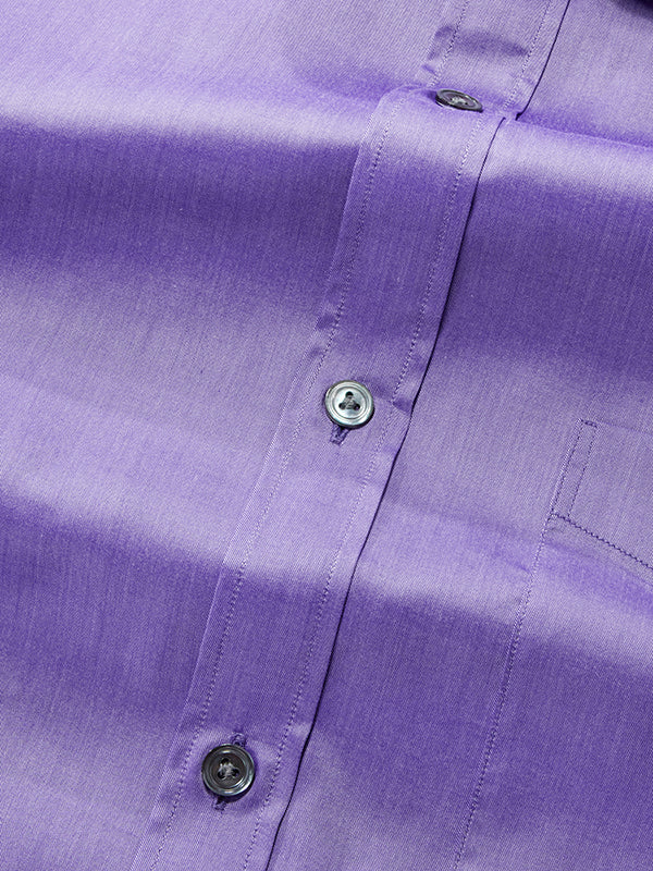 Fine Twill Purple Solid Full Sleeve Single Cuff Classic Fit Semi Formal Dark Super Fine Cotton Shirt