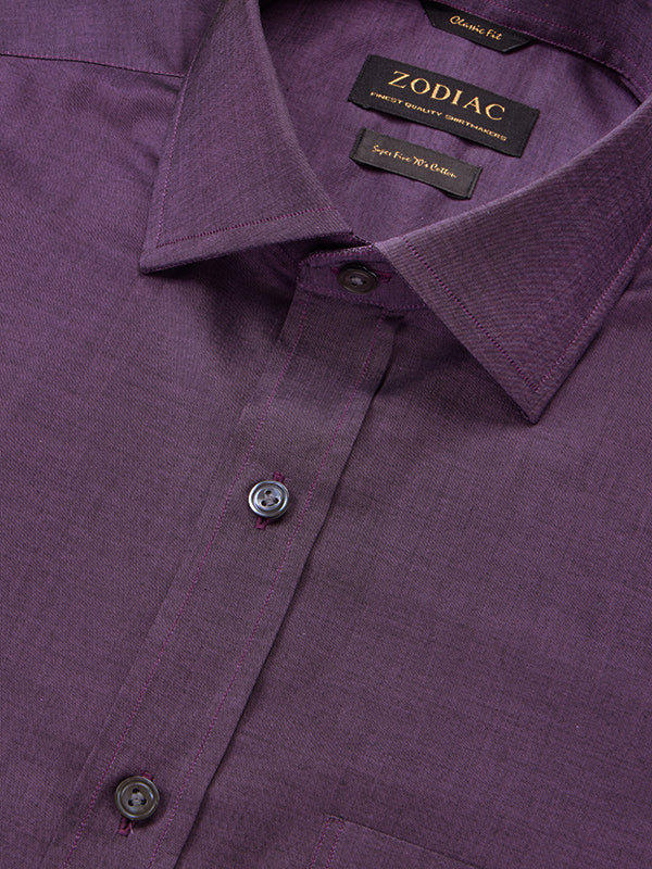 Fine Twill Purple Solid Full Sleeve Single Cuff Classic Fit Semi Formal Super Fine Cotton Shirt