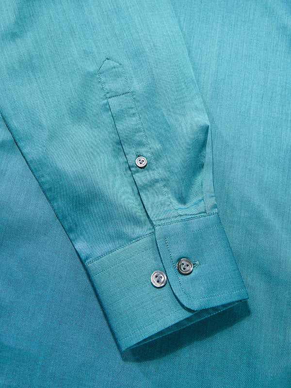 Fine Twill Green Solid Full Sleeve Single Cuff Tailored Fit Semi Formal Super Fine Cotton Shirt