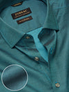 Fine Twill Teal Solid Full Sleeve Single Cuff Tailored Fit Semi Formal Super Fine Cotton Shirt