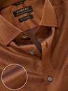Fine Twill Brown Solid Full Sleeve Single Cuff Tailored Fit Semi Formal Super Fine Cotton Shirt