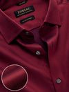 Fine Twill Maroon Solid Full Sleeve Single Cuff Tailored Fit Semi Formal Super Fine Cotton Shirt