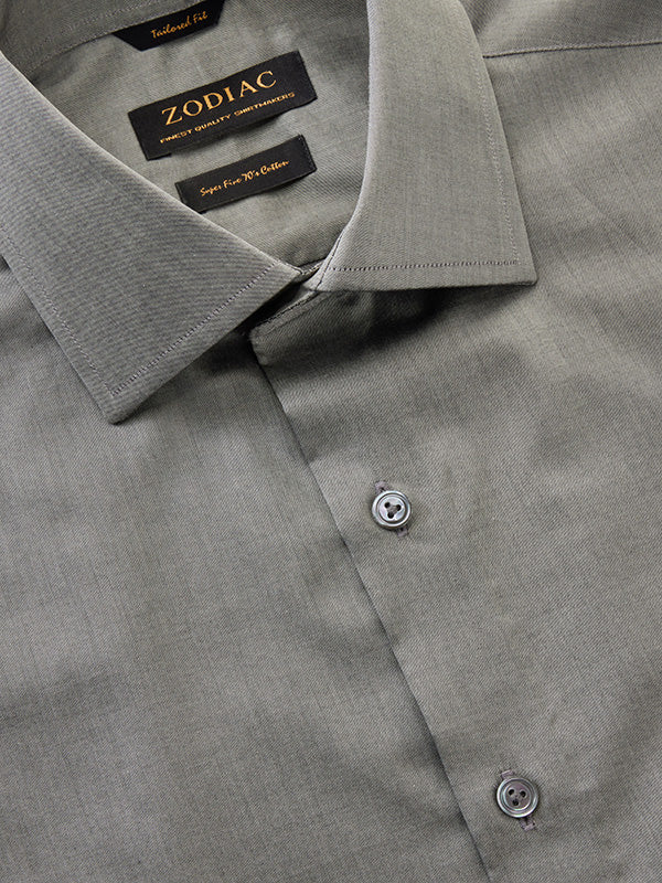 Fine Twill Dark Grey Solid Full Sleeve Single Cuff Tailored Fit Classic Formal Super Fine Cotton Without Pocket Shirt