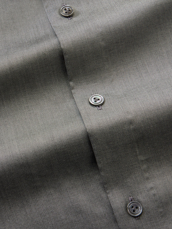 Fine Twill Dark Grey Solid Full Sleeve Single Cuff Tailored Fit Classic Formal Super Fine Cotton Without Pocket Shirt