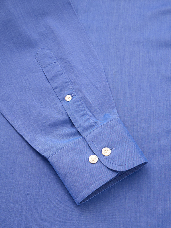Fine Twill Blue Solid Full Sleeve Single Cuff Classic Fit Semi Formal Super Fine Cotton Shirt