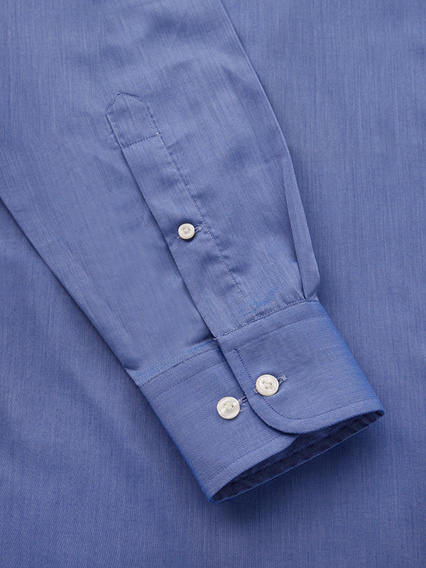 Fine Twill Blue Solid Full Sleeve Single Cuff Classic Fit Semi Formal Super Fine Cotton Shirt