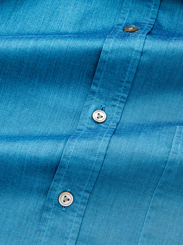 Fine Twill Teal Solid Full Sleeve Single Cuff Classic Fit Semi Formal Super Fine Cotton Shirt