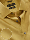 Fine Twill Ochre Solid Full Sleeve Single Cuff Tailored Fit Semi Formal Super Fine Cotton Shirt