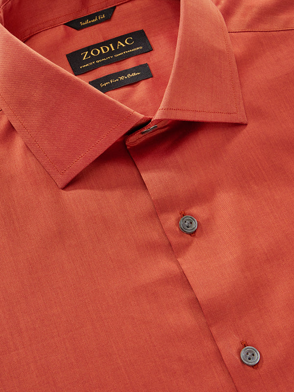 Fine Twill Rust Solid Full Sleeve Single Cuff Tailored Fit Semi Formal Super Fine Cotton Shirt