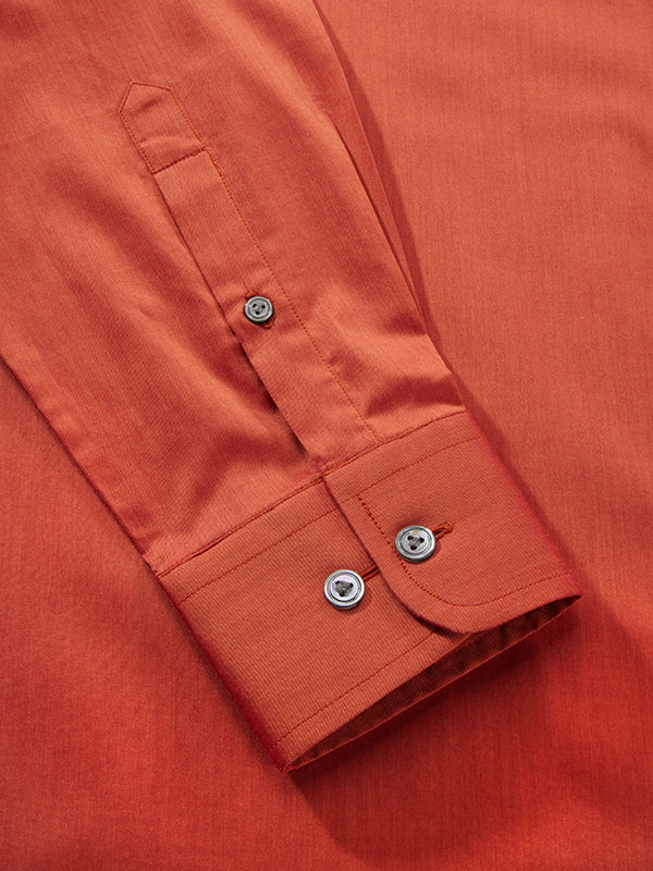 Fine Twill Rust Solid Full Sleeve Single Cuff Tailored Fit Semi Formal Super Fine Cotton Shirt