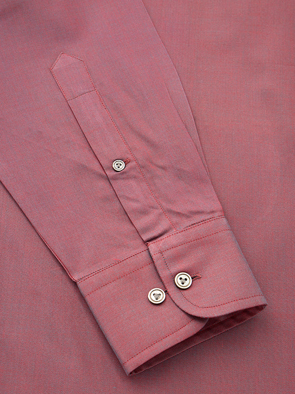 Herring Bone Wine Solid Full Sleeve Single Cuff Classic Fit Semi Formal Dark Two Ply Mercerized Cotton Shirt