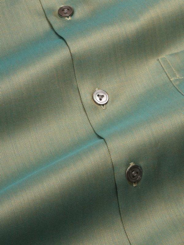 Herring Green Solid Full Sleeve Single Cuff Tailored Fit Semi Formal Dark Two Ply Mercerized Cotton Shirt