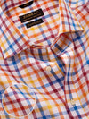 Positano Orange Check Half Sleeve Classic Fit Semi Formal French Flax Linen Shirt