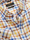 Positano Brown Check Half Sleeve Classic Fit Semi Formal European Flax Linen Shirt