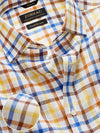 Positano Brown Check Half Sleeve Classic Fit Semi Formal European Flax Linen Shirt