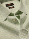 Positano Green Check Full Sleeve Single Cuff Tailored Fit Semi Formal French Flax Linen Shirt