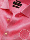 Positano Pink Check Full Sleeve Single Cuff Classic Fit Semi Formal French Flax Linen Shirt
