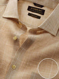 Positano Beige Check Full Sleeve Single Cuff Tailored Fit Semi Formal French Flax Linen Shirt
