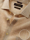 Positano Beige Check Full Sleeve Single Cuff Tailored Fit Semi Formal French Flax Linen Shirt
