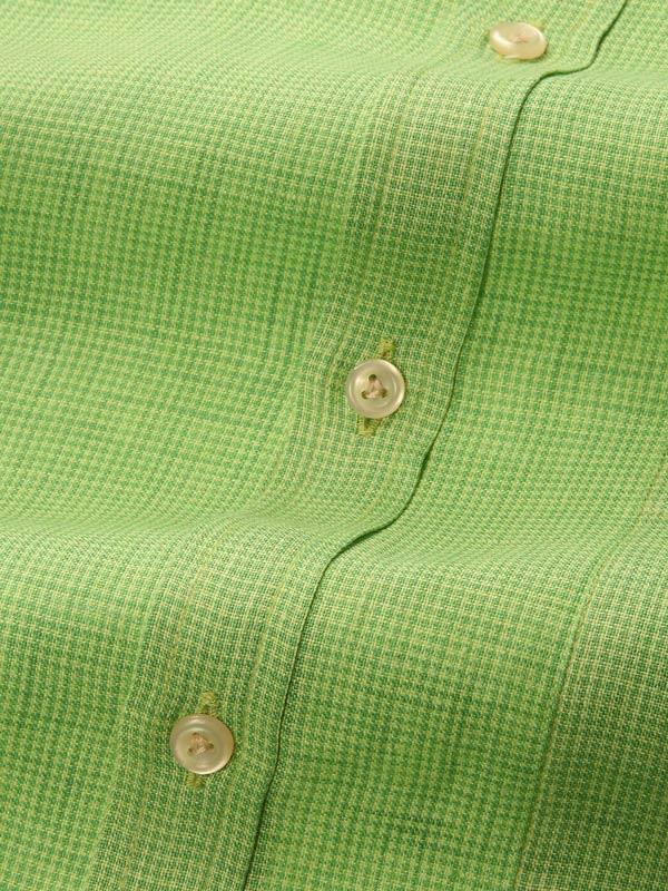 Positano Lime Classic Fit Semi Formal Linen Check Shirt
