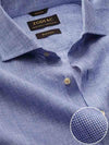 Positano Blue Check Full Sleeve Single Cuff Tailored Fit Semi Formal French Flax Linen Shirt