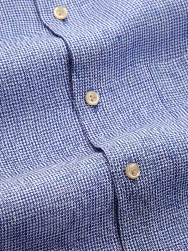 Positano Blue Check Full Sleeve Single Cuff Tailored Fit Semi Formal French Flax Linen Shirt