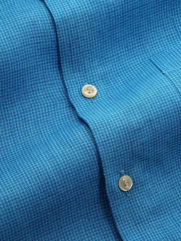 Positano Turquoise Check Full Sleeve Single Cuff Tailored Fit Semi Formal French Flax Linen Shirt