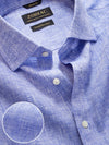 Positano Blue Solid Full Sleeve Single Cuff Classic Fit Semi Formal European Flax Linen Shirt