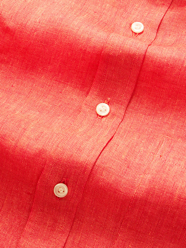 Positano Rust Solid Full Sleeve Single Cuff Classic Fit Semi Formal European Flax Linen Shirt