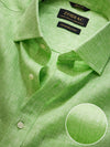 Positano Green Solid Half Sleeve Classic Fit Semi Formal European Flax Linen Shirt