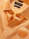 Positano Orange Solid Half Sleeve Classic Fit Semi Formal European Flax Linen Shirt