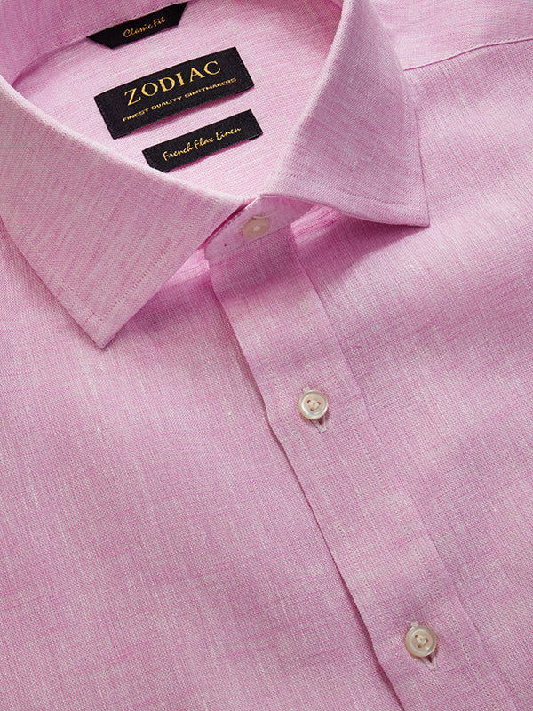Positano Pink Solid Half Sleeve Classic Fit Semi Formal European Flax Linen Shirt