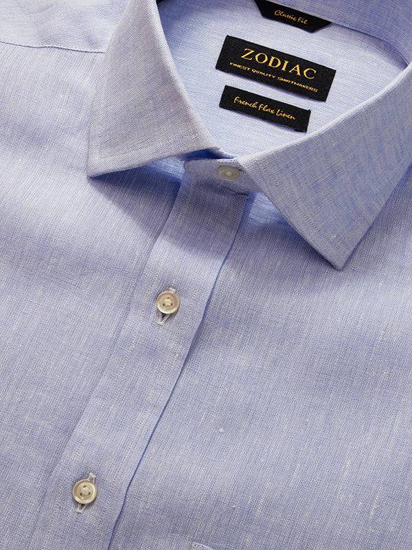 Positano Sky Solid Half Sleeve Classic Fit Semi Formal European Flax Linen Shirt