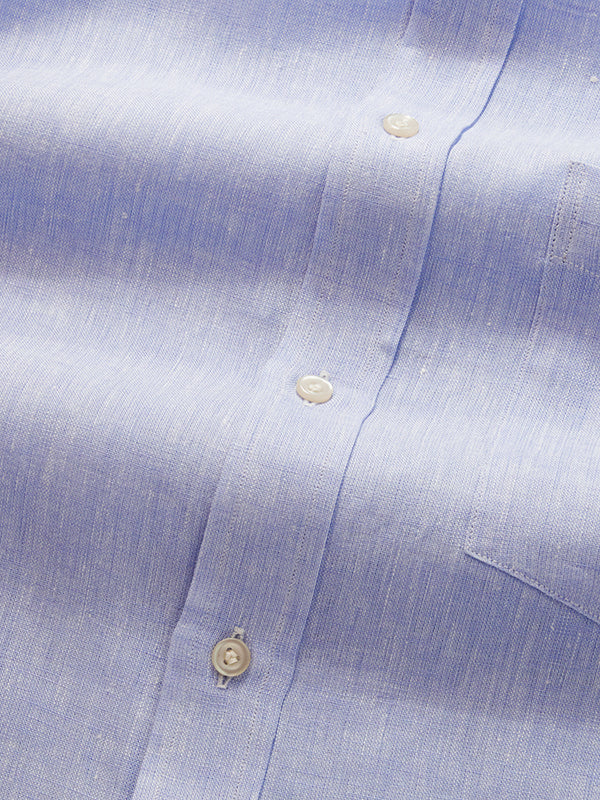 Positano Sky Solid Half Sleeve Classic Fit Semi Formal European Flax Linen Shirt