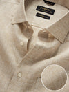 Positano Sand Solid Full Sleeve Single Cuff Tailored Fit Semi Formal European Flax Linen Shirt
