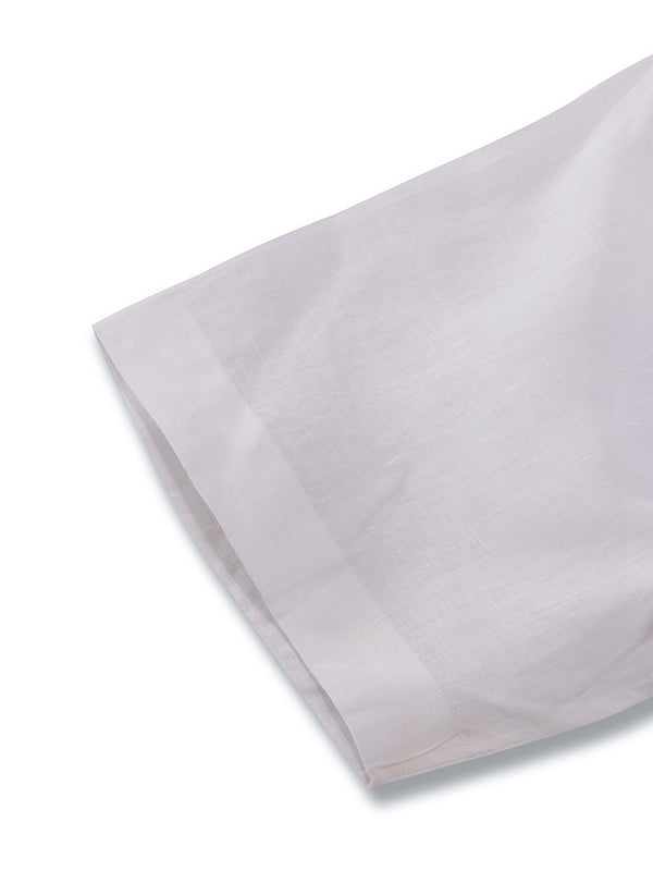 Positano White Solid Half Sleeve Classic Fit Semi Formal European Flax Linen Shirt