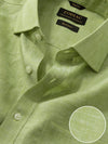 Positano Green Solid Half Sleeve Classic Fit Semi Formal European Flax Linen Shirt